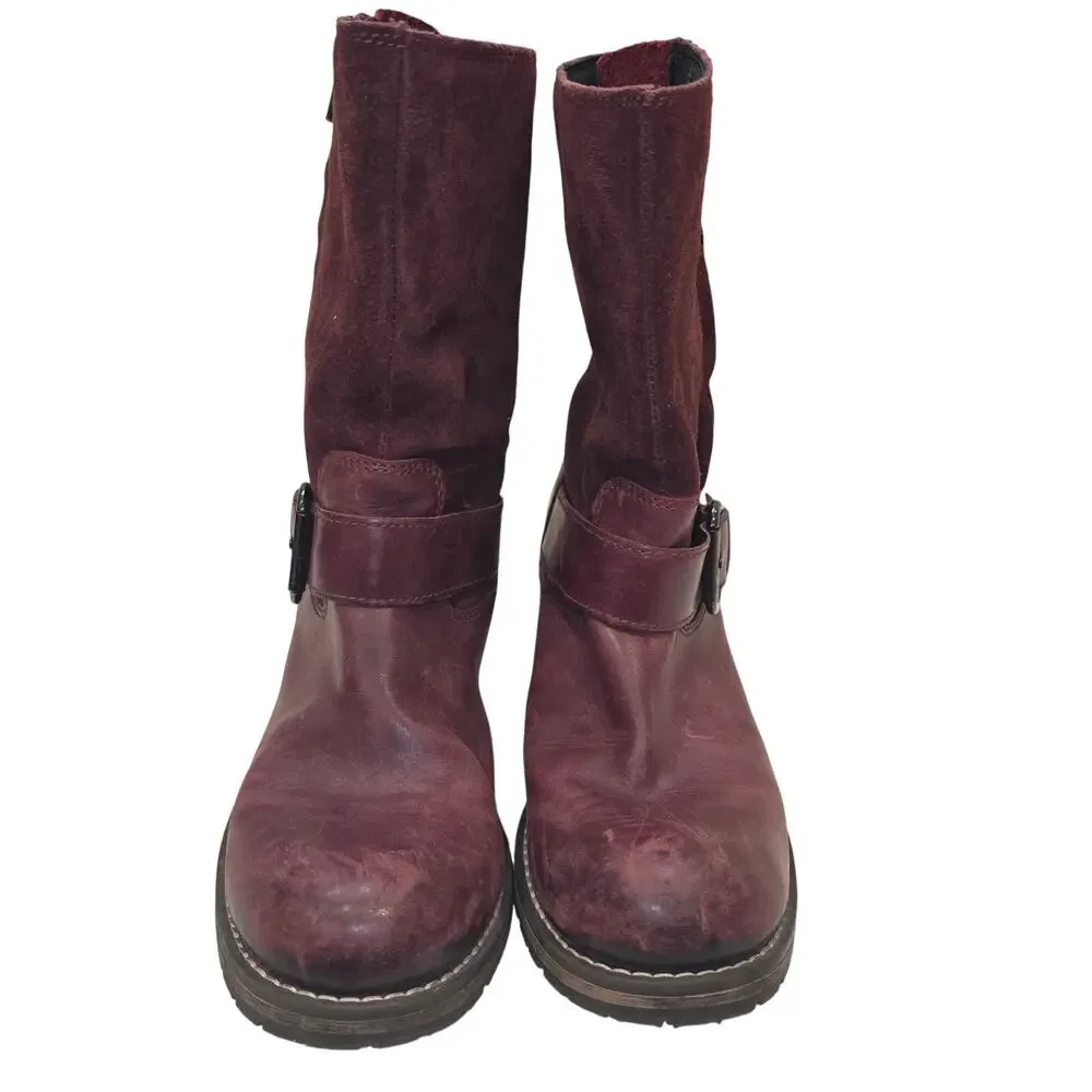 Clarks Majorca Isla mid calf leather slouch, zip burgundy boots sz 9.5 - Picture 7 of 11